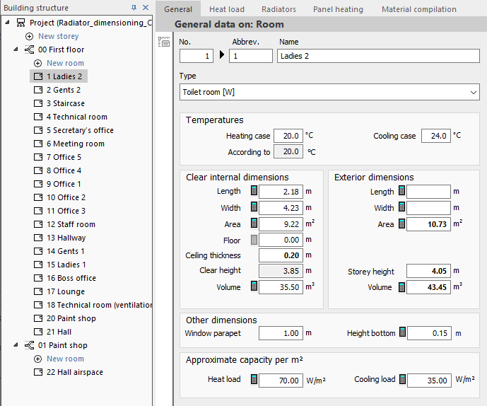 General data on: Room- LINEAR Building