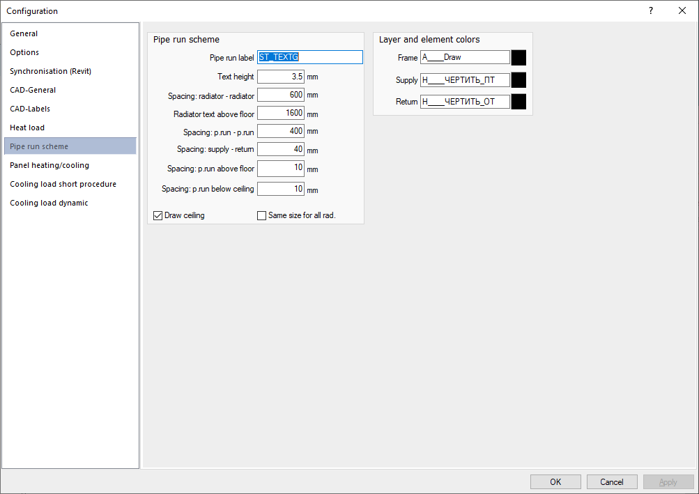 Dialog configuration Linear Building