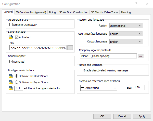 Configuration general Linear AutoCAD