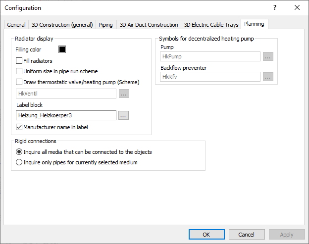 Dialog configuration Linear AutoCAD