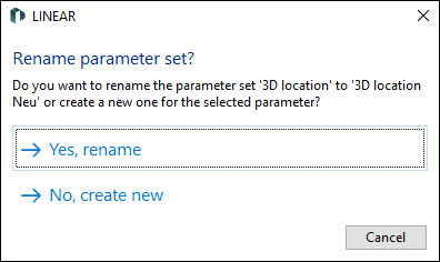 Query when creating new parameter sets in the LINEAR Solutions for Autodesk AutoCAD;