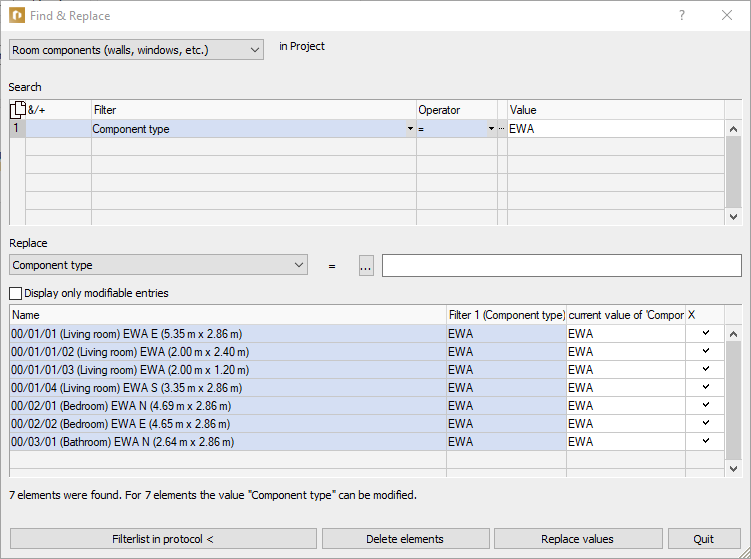 Dialog search replace Linear Building