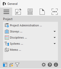 Project tab in control board of LINEAR Solutions for Autodesk AutoCAD