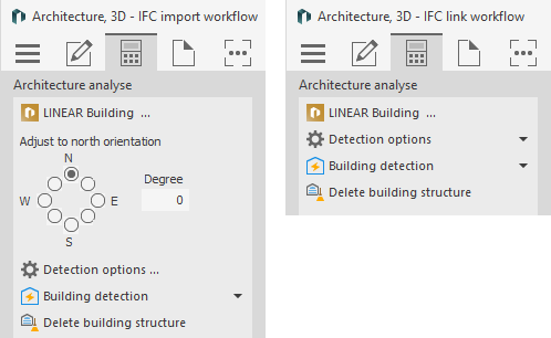 Analyse tab of the 3D - IFC-Import and 3D - IFC-Link workflow in the LINEAR Solutions for Autodesk AutoCAD
