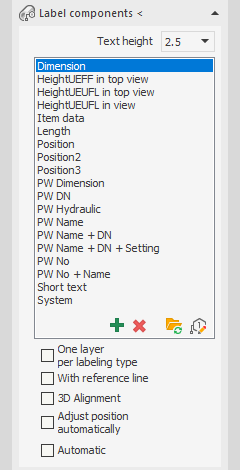 Section label components in the LINEAR Solutions for Autodesk AutoCAD