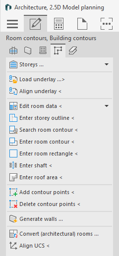 Command group Room and Building Contours in the LINEAR Solutions for Autodesk AutoCAD