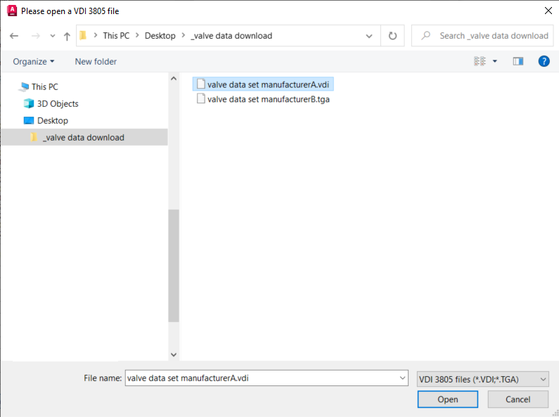 VDI3805 dialog Linear AutoCAD