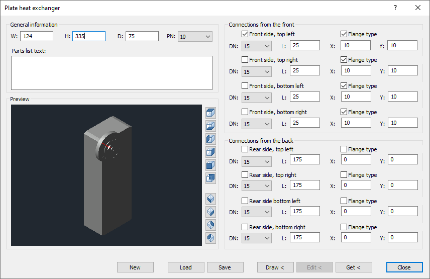 Dialog plate heat exchanger Linear AutoCAD