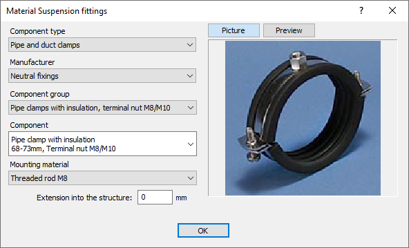 Material suspension fittings Linear AutoCAD