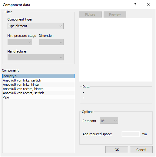 Component data dialog Linear Solutions AutoCAD