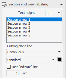 Sections and view labeling area in the LINEAR Solutions for Autodesk AutoCAD