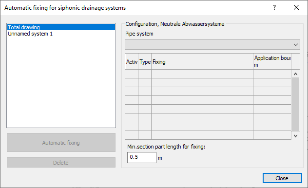 Fixation siphonic drainage systems Linear AutoCAD