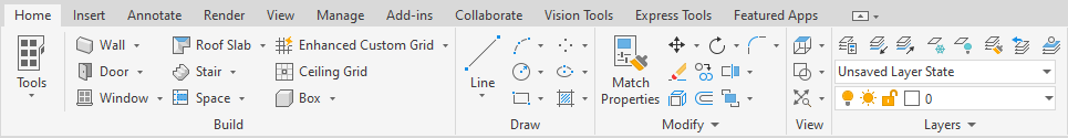 Menu ribbon layer Linear Solutions AutoCAD