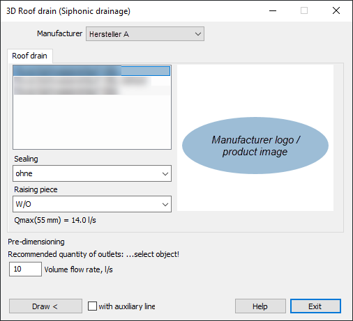 Dialog 3D roof drain Linear AutoCAD
