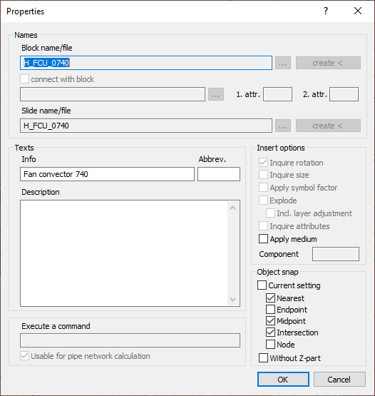 Dailog symbols properties Linear AutoCAD