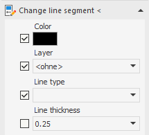 “Change line segment” area in the LINEAR Solutions for Autodesk AutoCAD