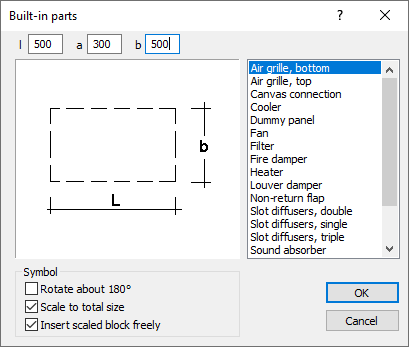 Built-in parts air duct Linear AutoCAD