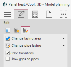 Command group Edit for heating / cooling panels in the LINEAR Solutions for Autodesk AutoCAD
