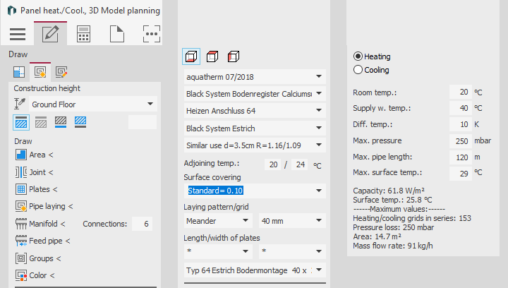 Create tab for heating / cooling panels in the LINEAR Solutions for Autodesk AutoCAD