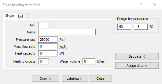 Dialog floor heating manifold Linear AutoCAD