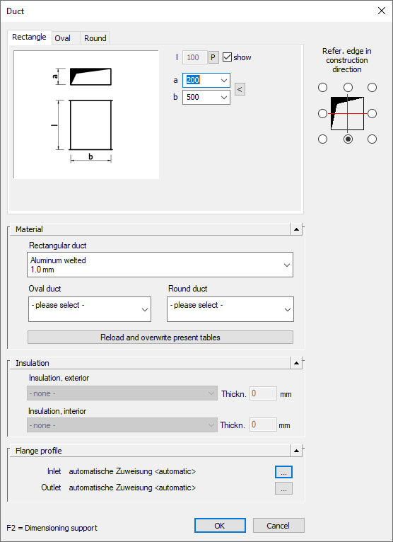 Technical data duct ventilation Linear AutoCAD