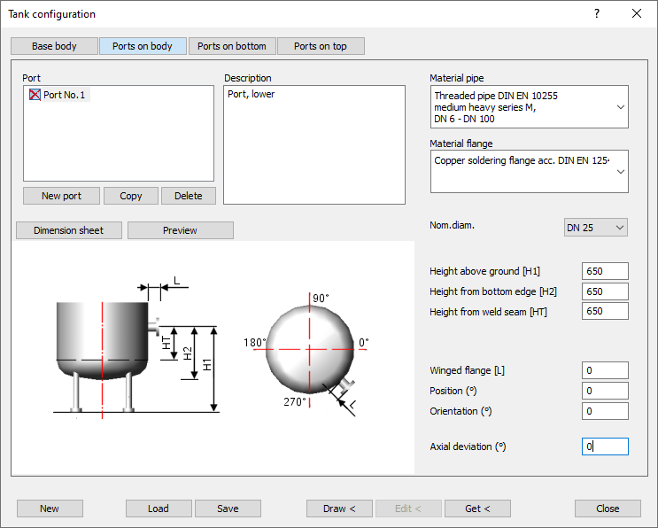 Tank configuration Linear AutoCAD