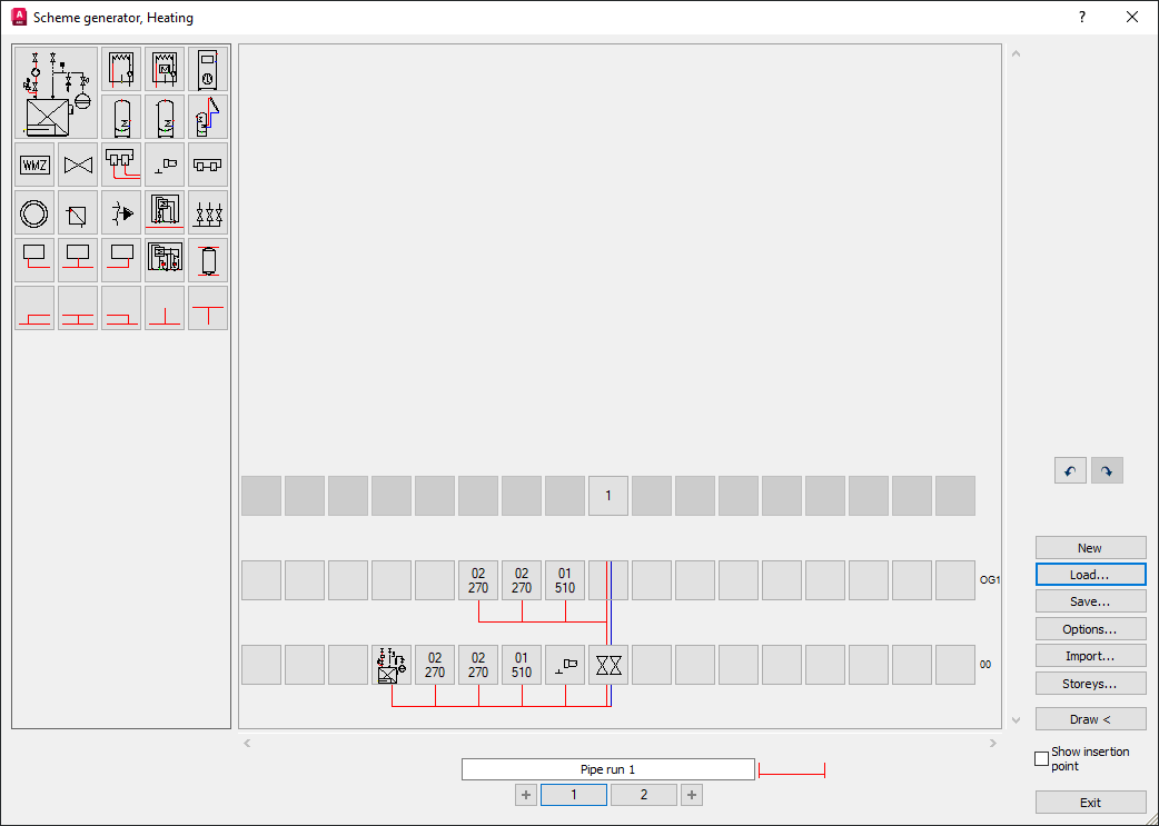 Pipe run scheme Linear AutoCAD Scheme generator