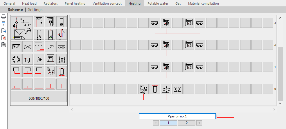 Scheme heating Linear AutoCAD scheme generator