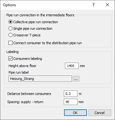 Dialog options pipe run Linear AutoCAD