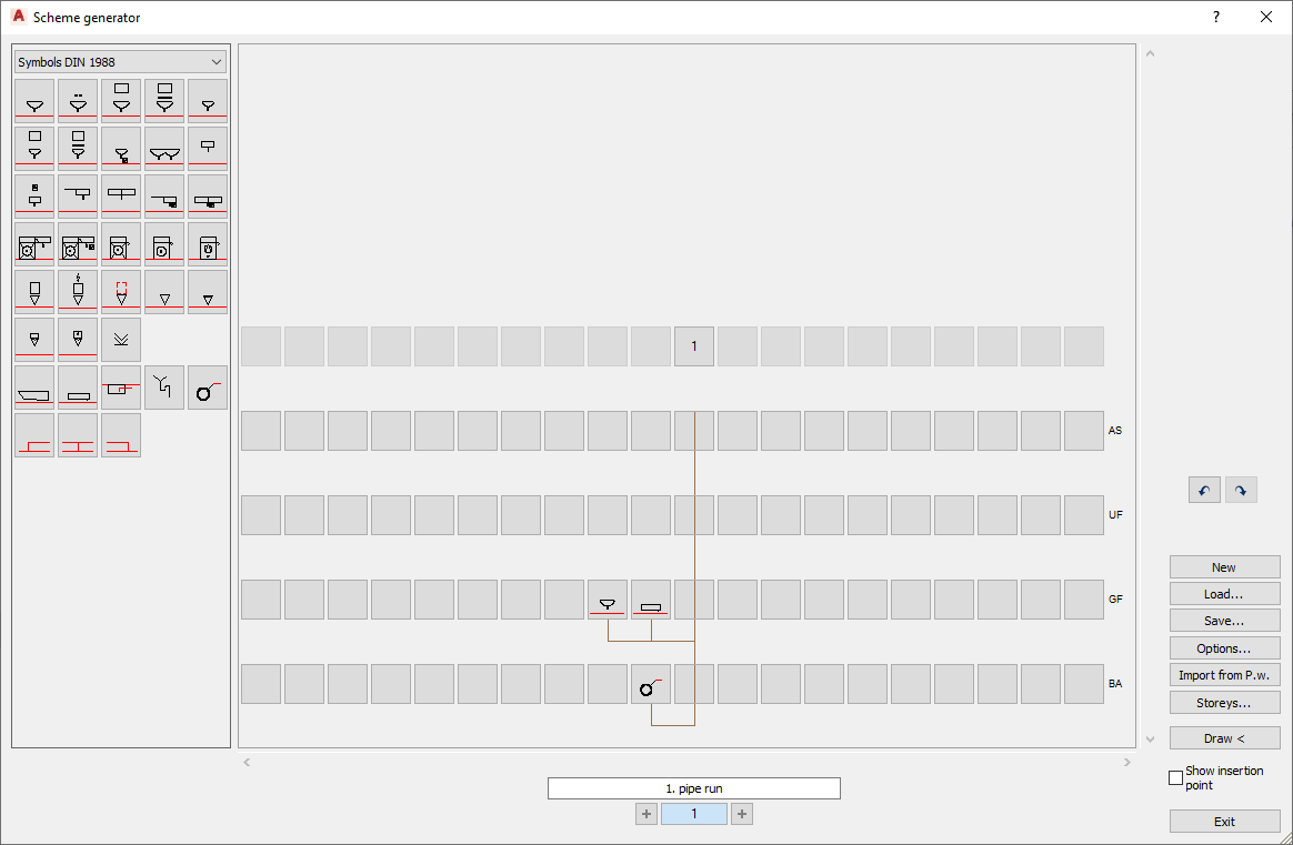 Scheme generator waste water Linear AutoCAD