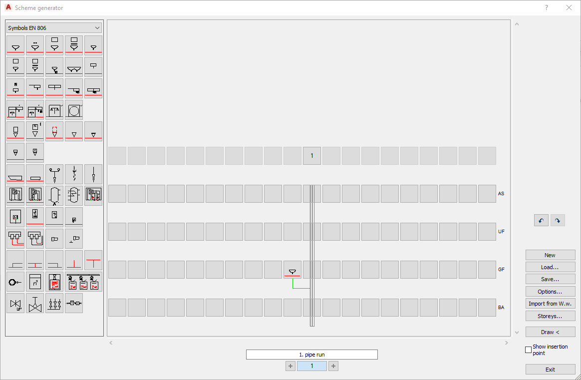 Scheme generator potable water Linear AutoCAD