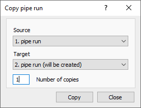 Copy pipe run dialog AutoCAD scheme generator