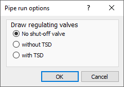 Dialog pipe run options Linear AutoCAD