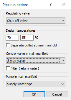 pipe run options Linear AutoCAD scheme generator
