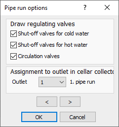 Pipe run options dialog Linear Smartplan