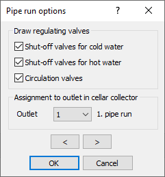 Dialog pipe run options Linear AutoCAD