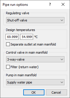 Pipe run options Scheme generator Linear AutoCAD