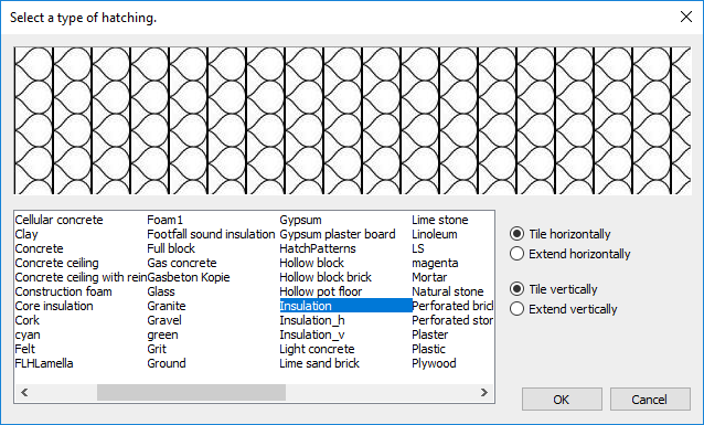 Dialog select hatching Linear Building