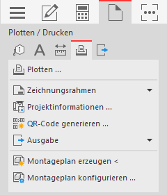 Befehlsgruppe "Plotten / Drucken" in den LINEAR Solutions für Autodesk AutoCAD