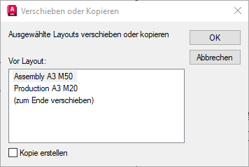 AutoCAD-Dialog "Verschieben oder Kopieren