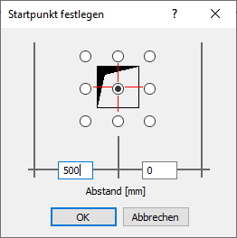 angepasster Dialog "Startpunkt festlegen" in den LINEAR Solutions für Autodesk AutoCAD