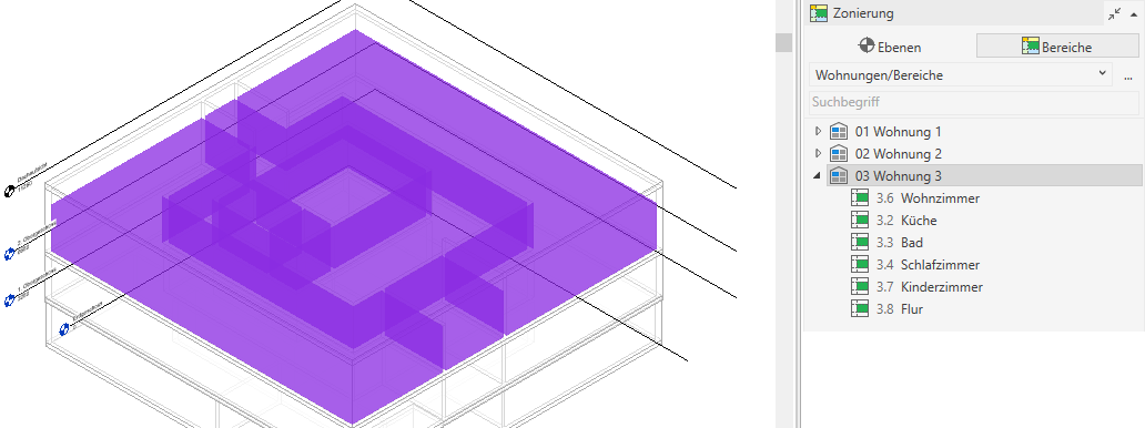 Bereich Zonierung Linear Revit