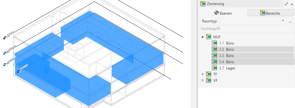 Bereich Zonierung Linear Revit