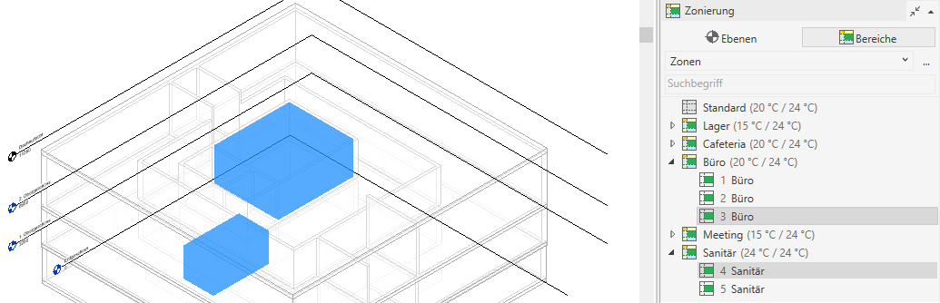 Bereich Zonierung Linear Revit
