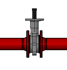 Shut-off valve in 3D line Linear Solutions AutoCAD