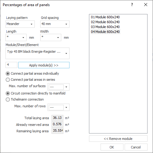 Dialog Areas Percentage Linear Building