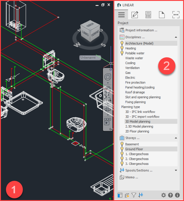 Programm interface Linear AutoCAD