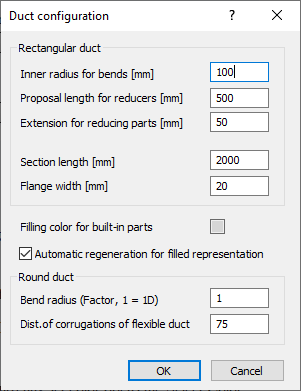 Duct configuration Linear AutoCAD