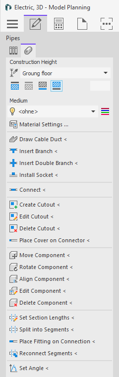 Section pipes in the 3D model planning of the discipline Electric in LINEAR Solutions for Autodesk AutoCAD