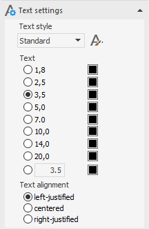 Text and view settings area in the LINEAR Solutions for Autodesk AutoCAD